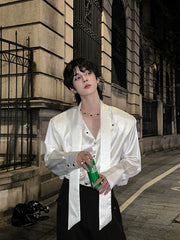 【26s Jan.】Minimal Leather Long-Sleeve Shirt Jacket