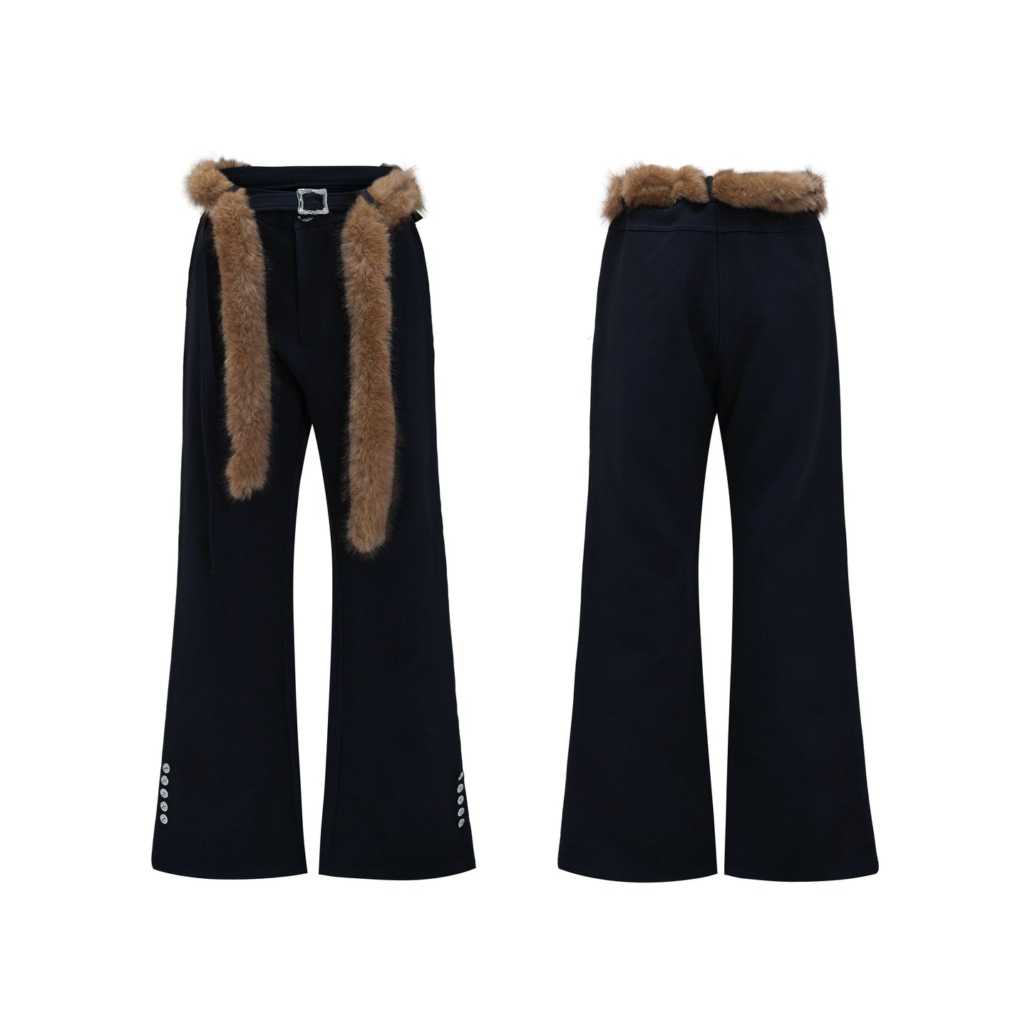 【25s Nov.】Furry Ribbon Metal Button Trousers