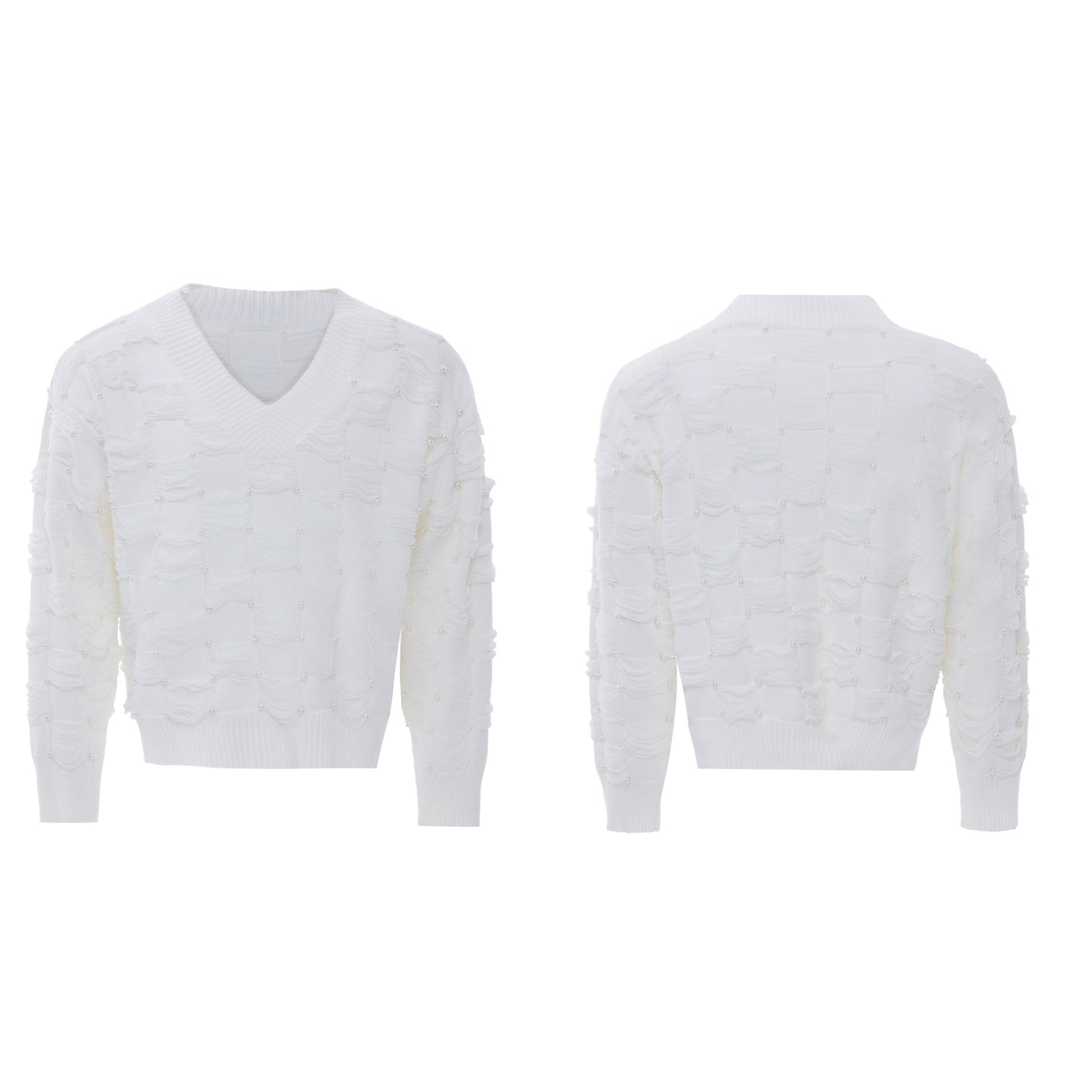【25s Sep.】Pearl Embellished V-neck Sweater