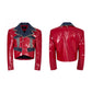 【25s Oct.】Denim Patchwork Red Leather Jacket/Double Waist Leather Pants