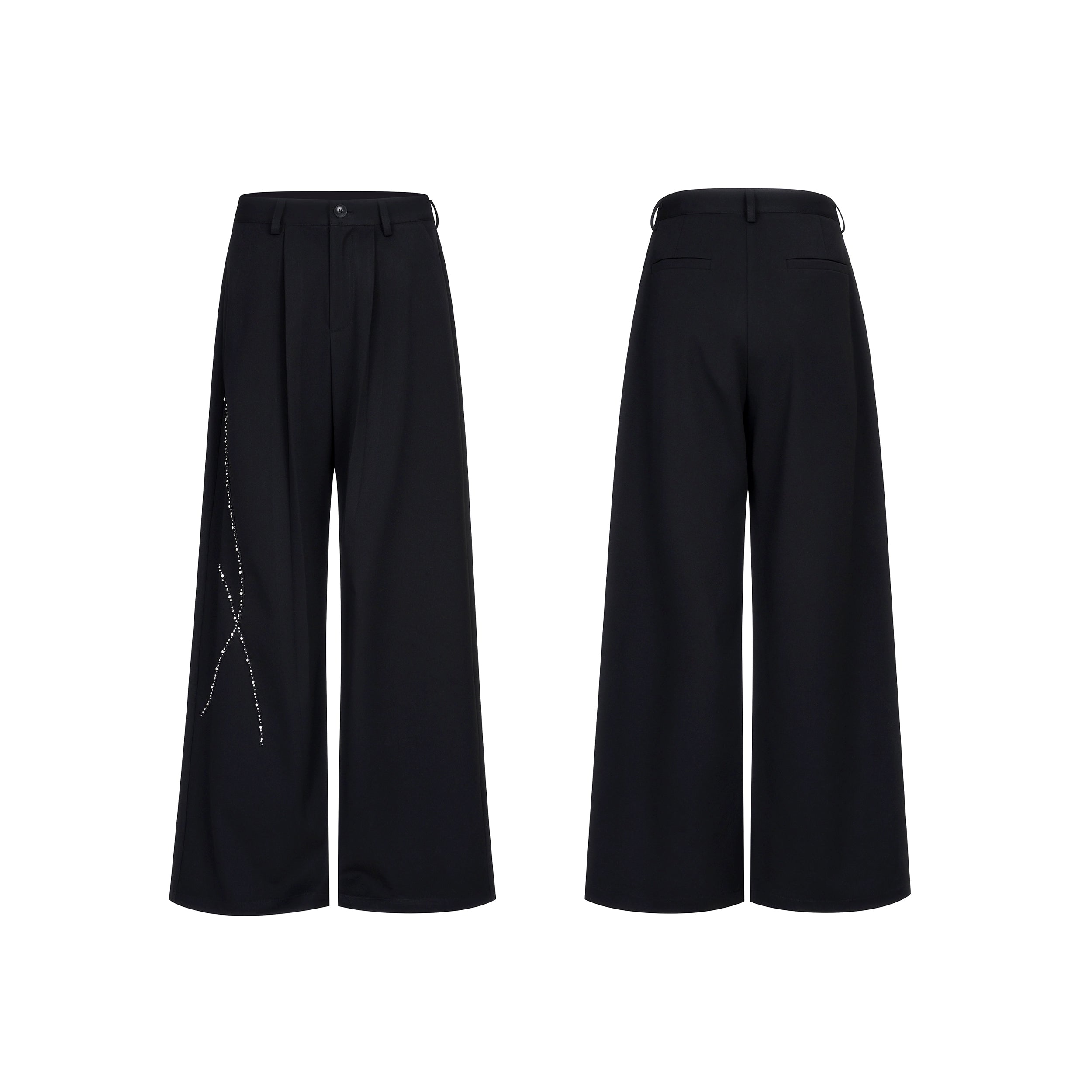 【25s Sep.】Patchwork Rhinestone Draped Suit Pants