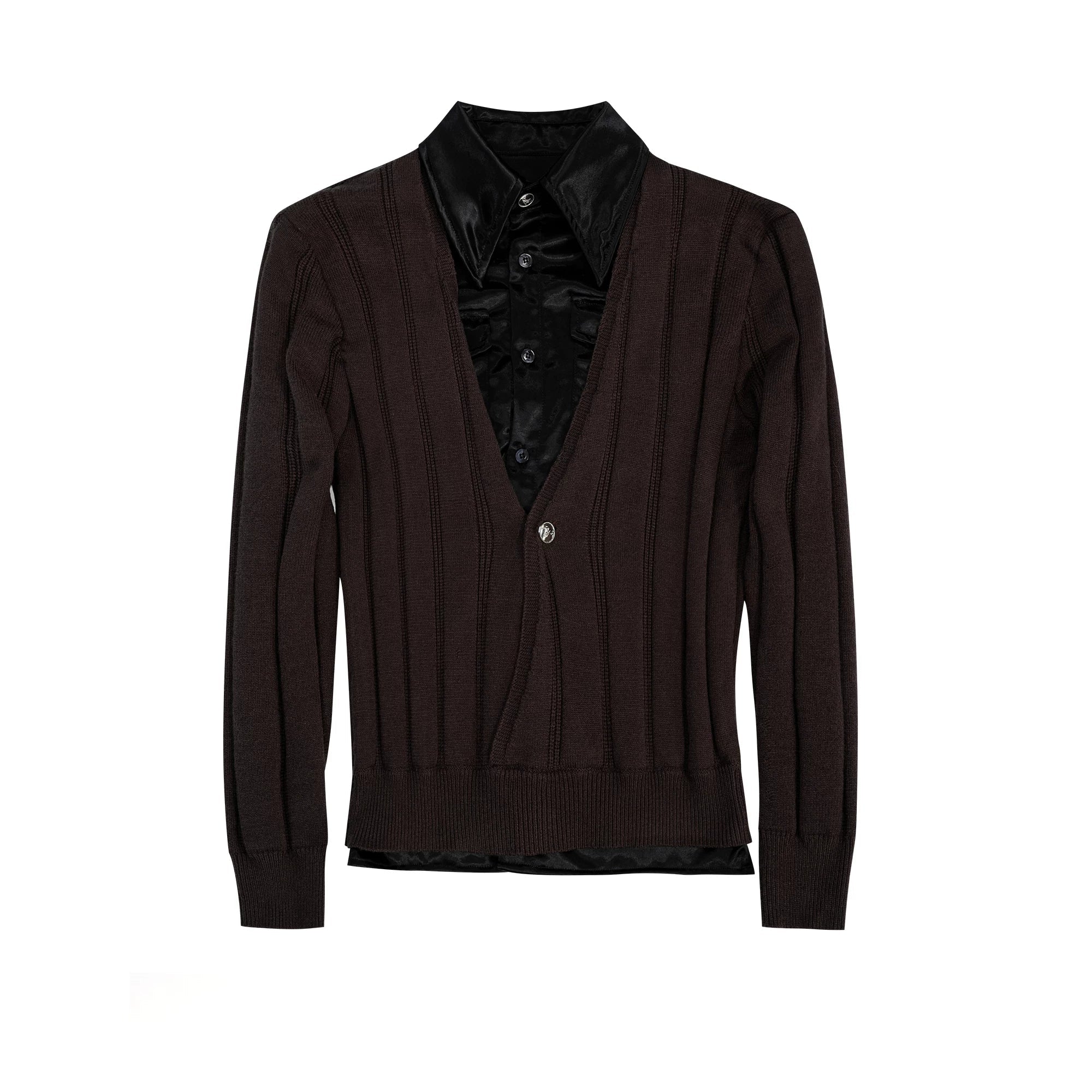 Satin Layered Collar Knit Sweater