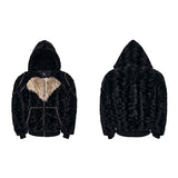 【25s Nov.】Contrast Color Heart Thickened Faux Mink Hooded Jacket / Pants