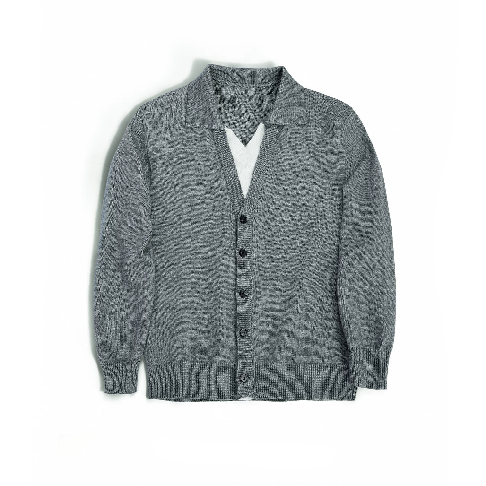 Double V-Neck Contrast Layered Sweater