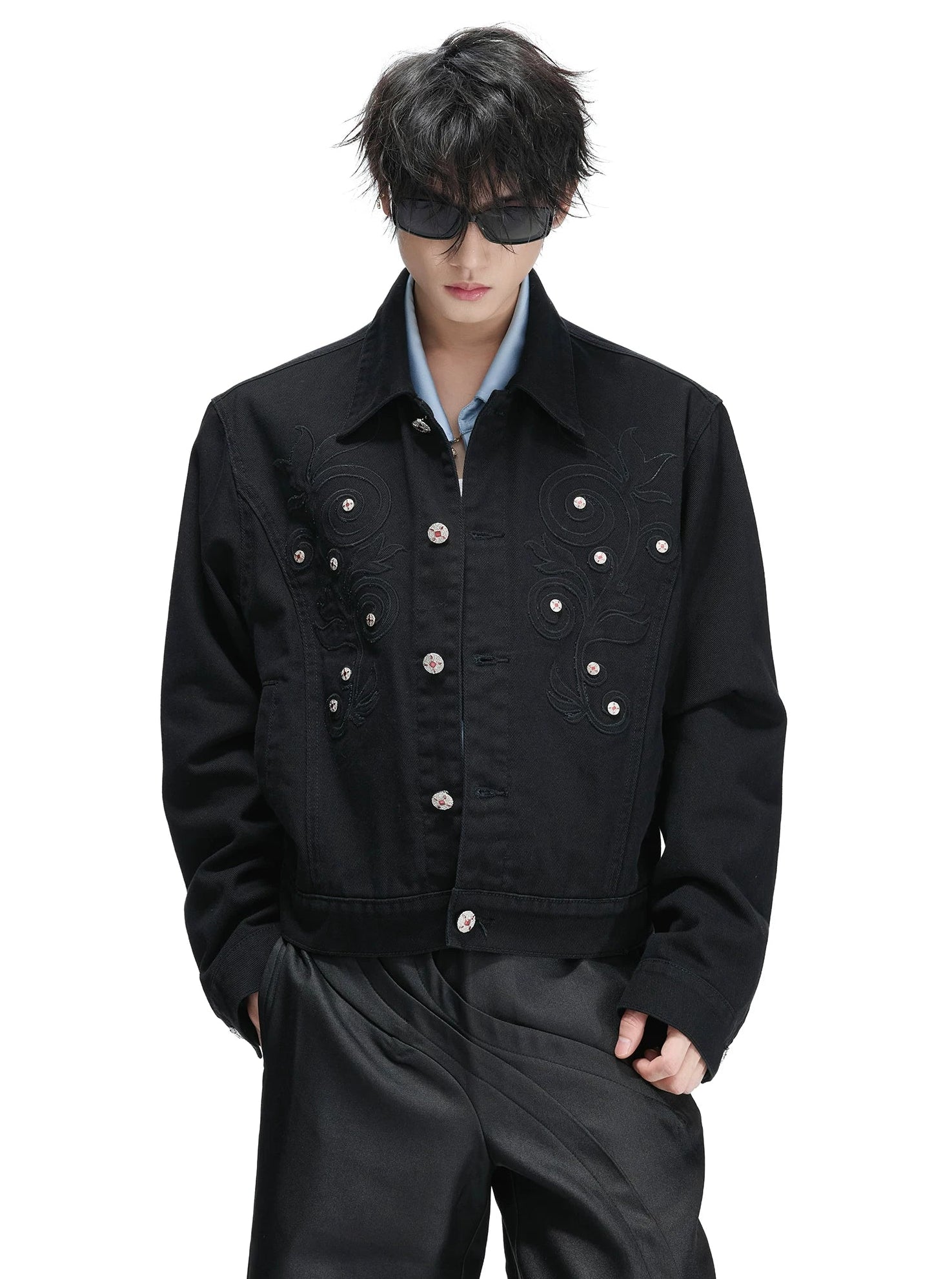 Vintage Rose Studded Denim Jacket