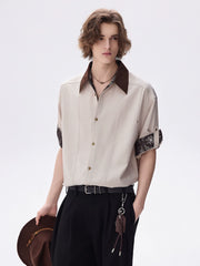 Vintage Contrast Denim Panel Shirt