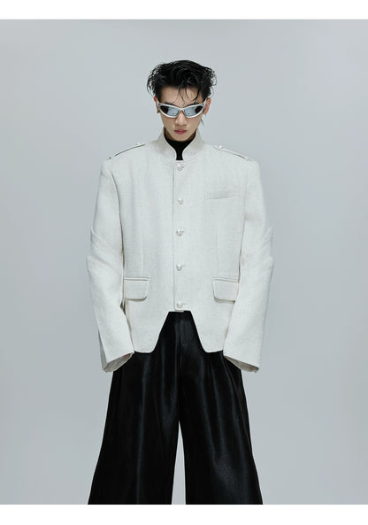 【25s Oct.】Stand-up Collar Stacked Panel Blazer