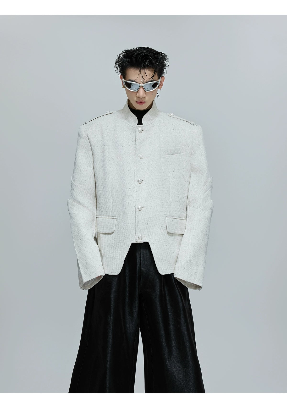 【25s Oct.】Stand-up Collar Stacked Panel Blazer