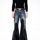 Heavy Waxed Flared Tassel Jeans