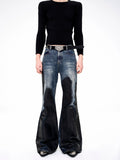 【25s Oct.】Heavy Waxed Flared Tassel Jeans