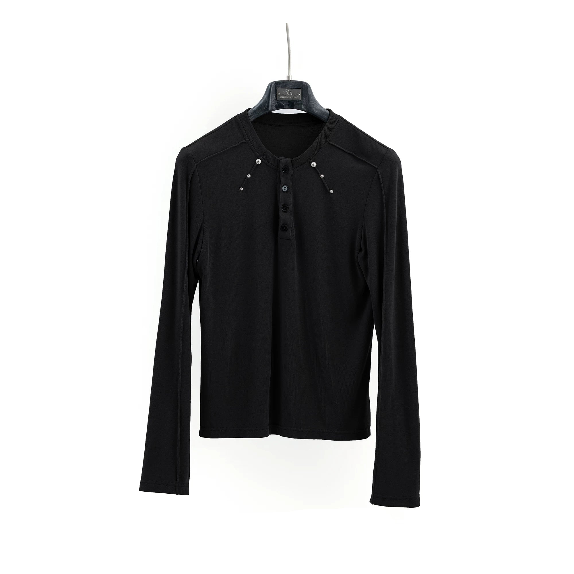 Deconstructed Studded Henley Tee