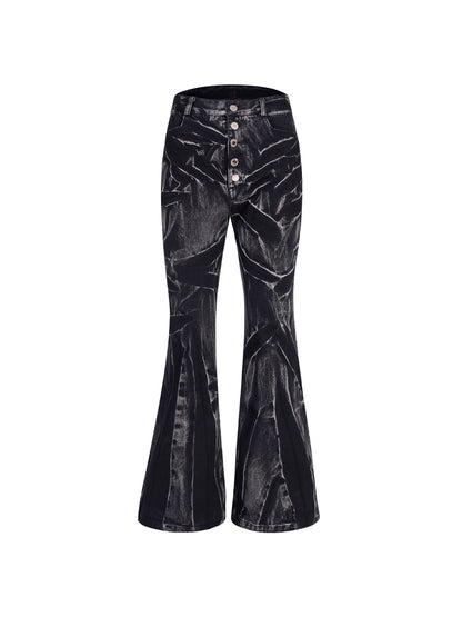【25s Oct.】Water Ripple Dark Style Distressed Jeans