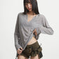 【25s Aug.】Black V-Neck Slim Fit Sheer UV Protection T-Shirt