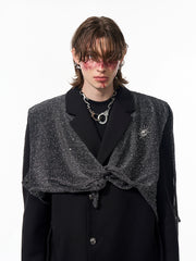 【25s Apr.】Layered Shiny Shawl Blazer