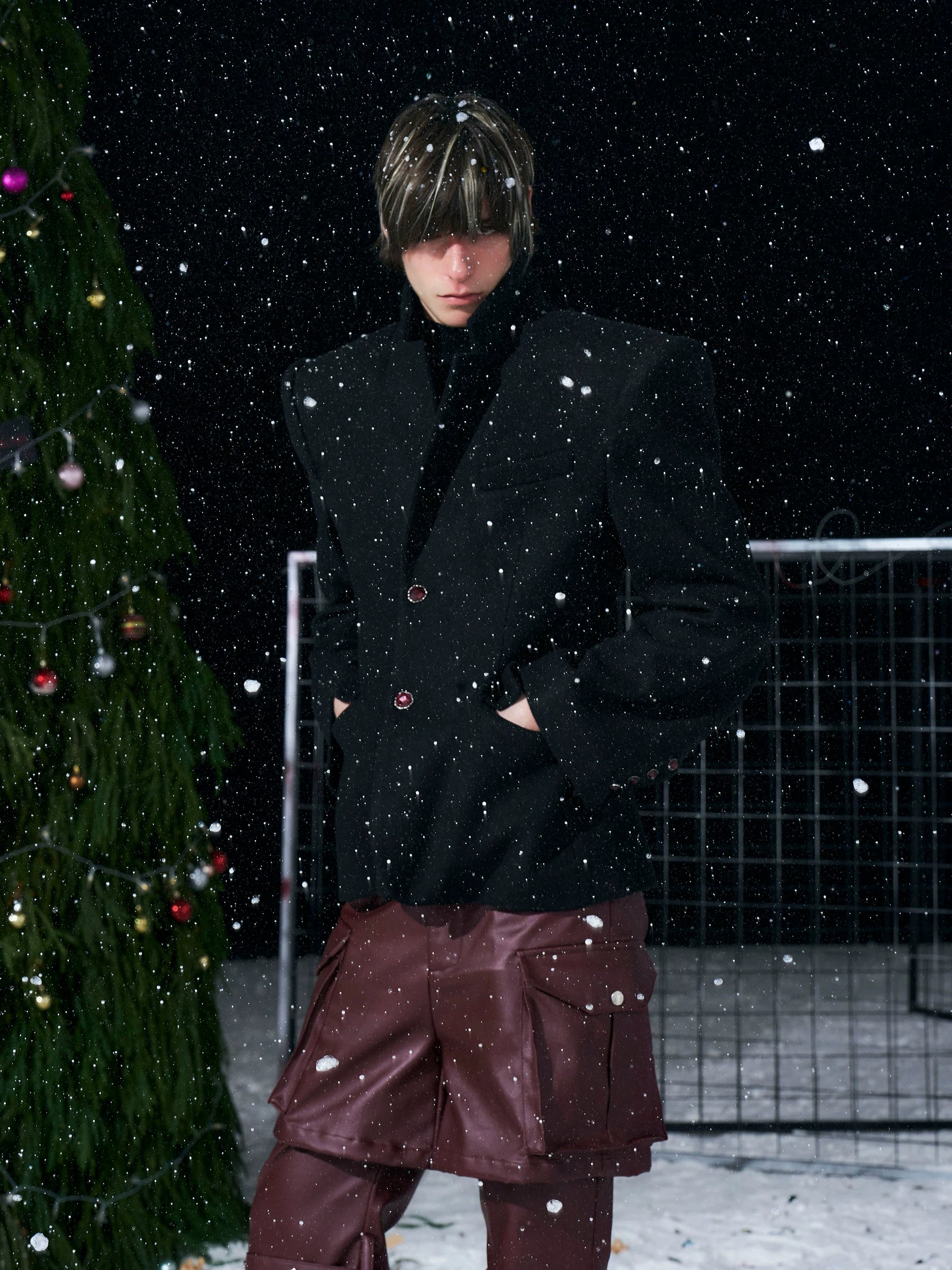 Wool Shoulder-puff Wool Suit Jacket