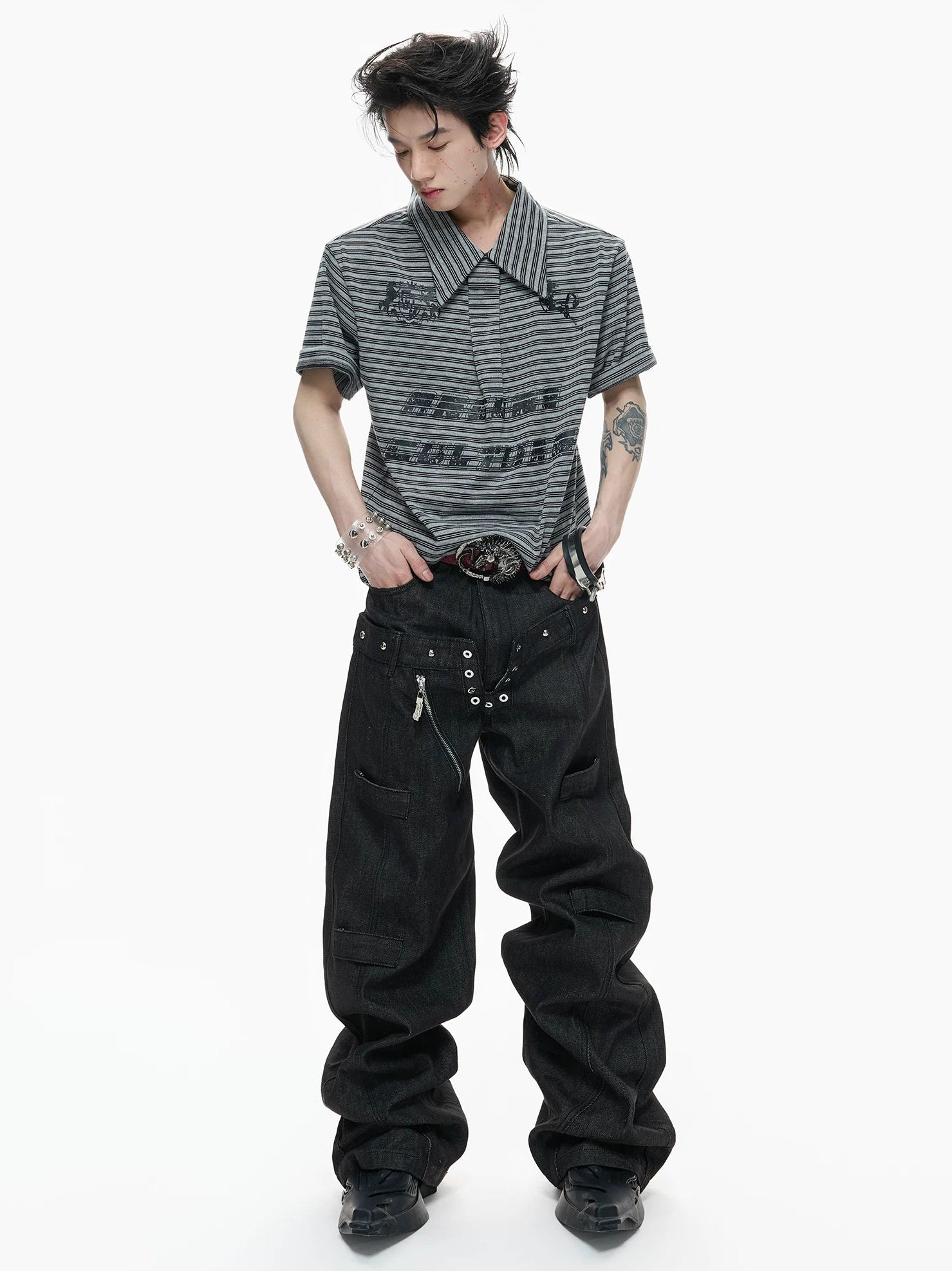 【26s Apr.】Contrast Stripe Embroidered Polo Tee
