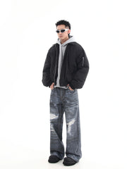 【25s Jul.】Bomber-Style Pilot Jacket with Turn-Down Collar