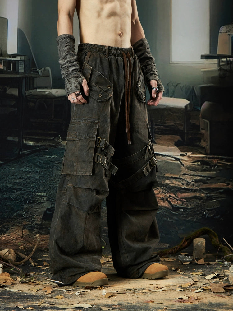 【25s Nov.】Distressed Layered Pleated Multi-pocket Cargo Pants