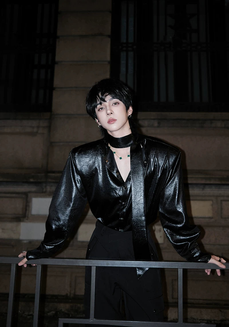 【26s Jan.】Minimal Leather Long-Sleeve Shirt Jacket