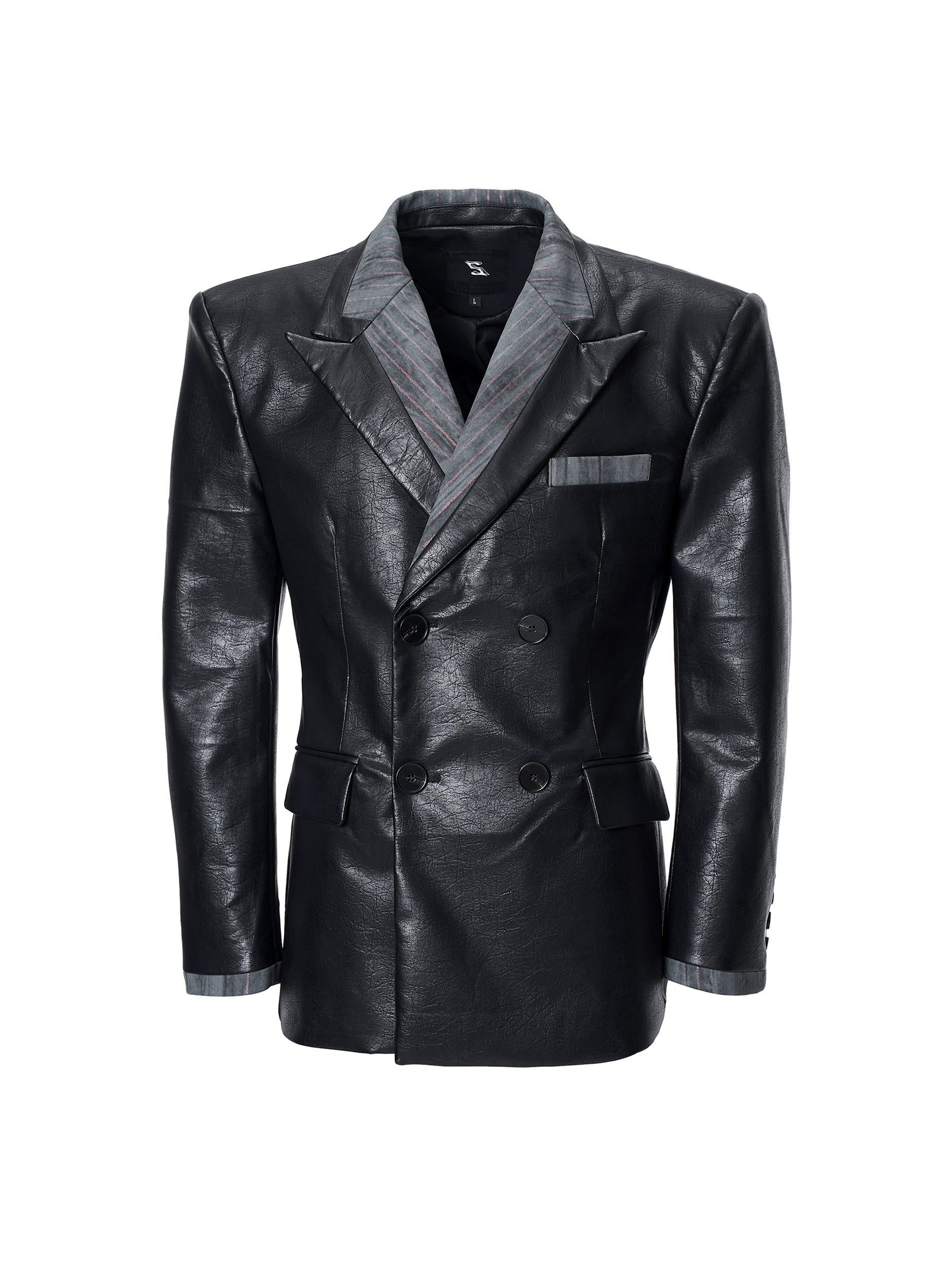 【25s Nov.】Textured PU Leather Suit Jacket