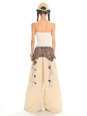 【25s Jun.】Vintage Leopard Ruched Parachute Cargo Pants