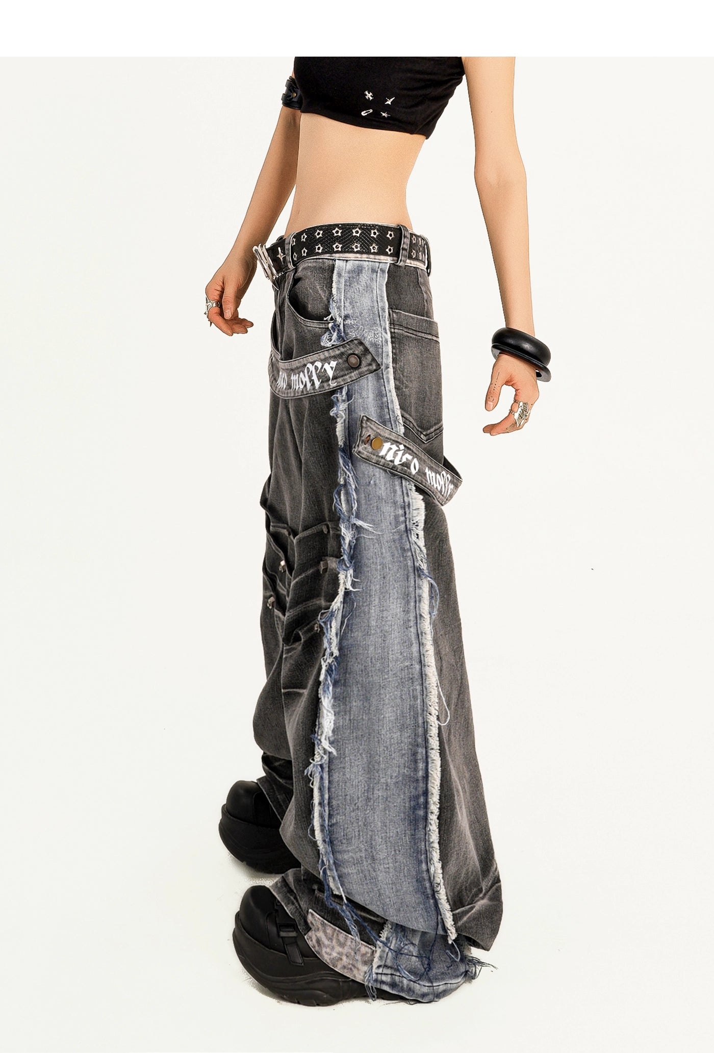 【25s Oct.】Punk Heavy-duty Raw-edge Washed Distressed Jeans