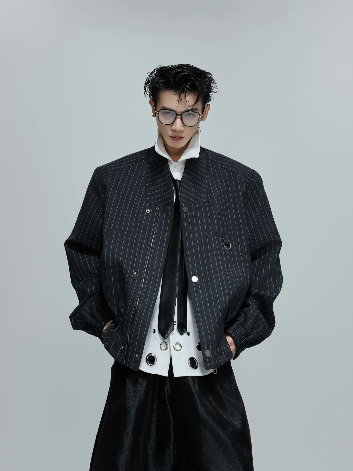 【25s Nov.】Stand-up Collar Zip-up Button Jacket