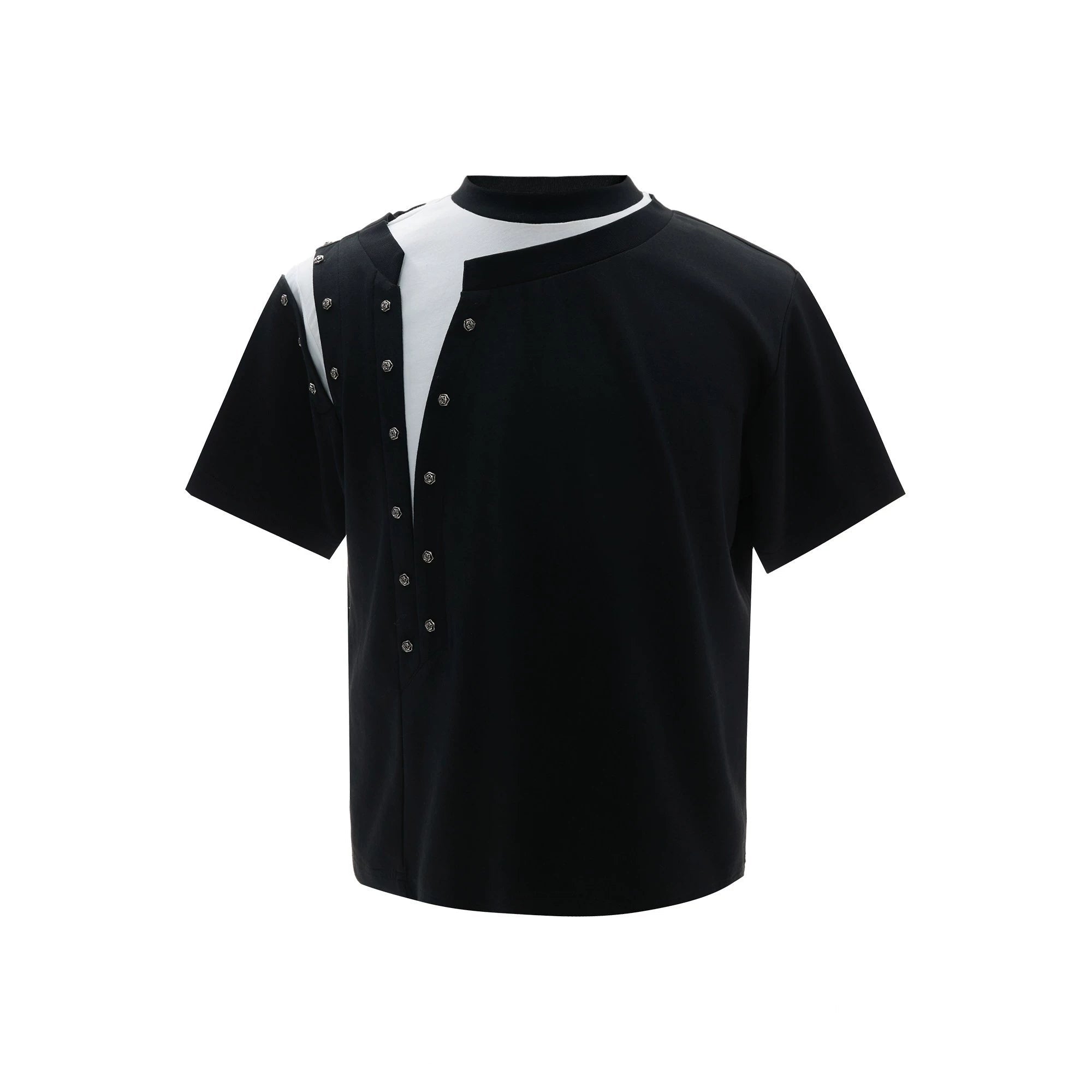 【26s Apr.】Studded Layered Panel Cropped Tee