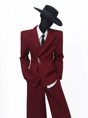 【26s May.】Burgundy Structured Shoulder Suit Set