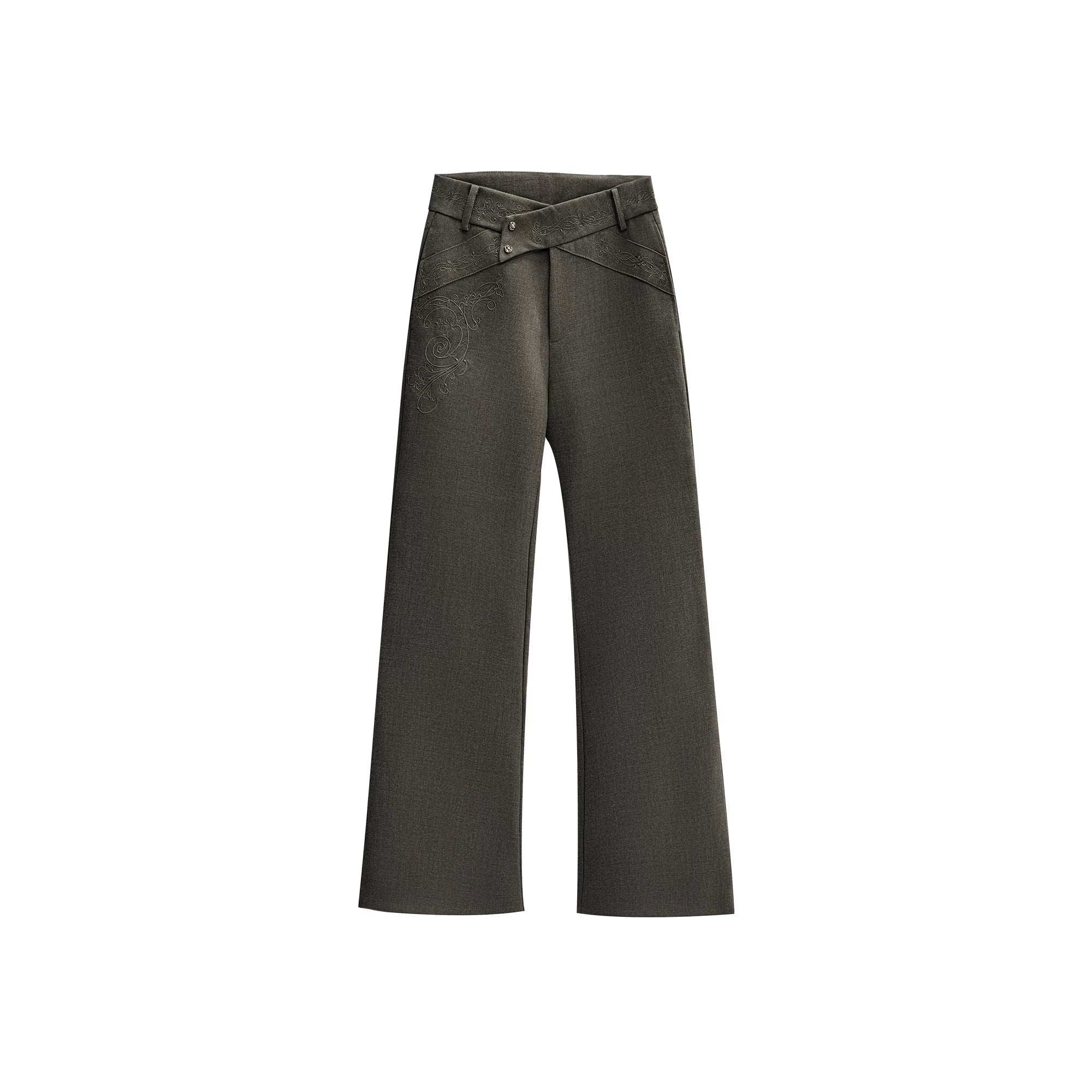Cross-Over Embroidered Flared Trousers