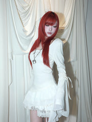 Angel Wing Ruched Long Sleeve Top
