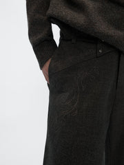 Cross-Over Embroidered Flared Trousers