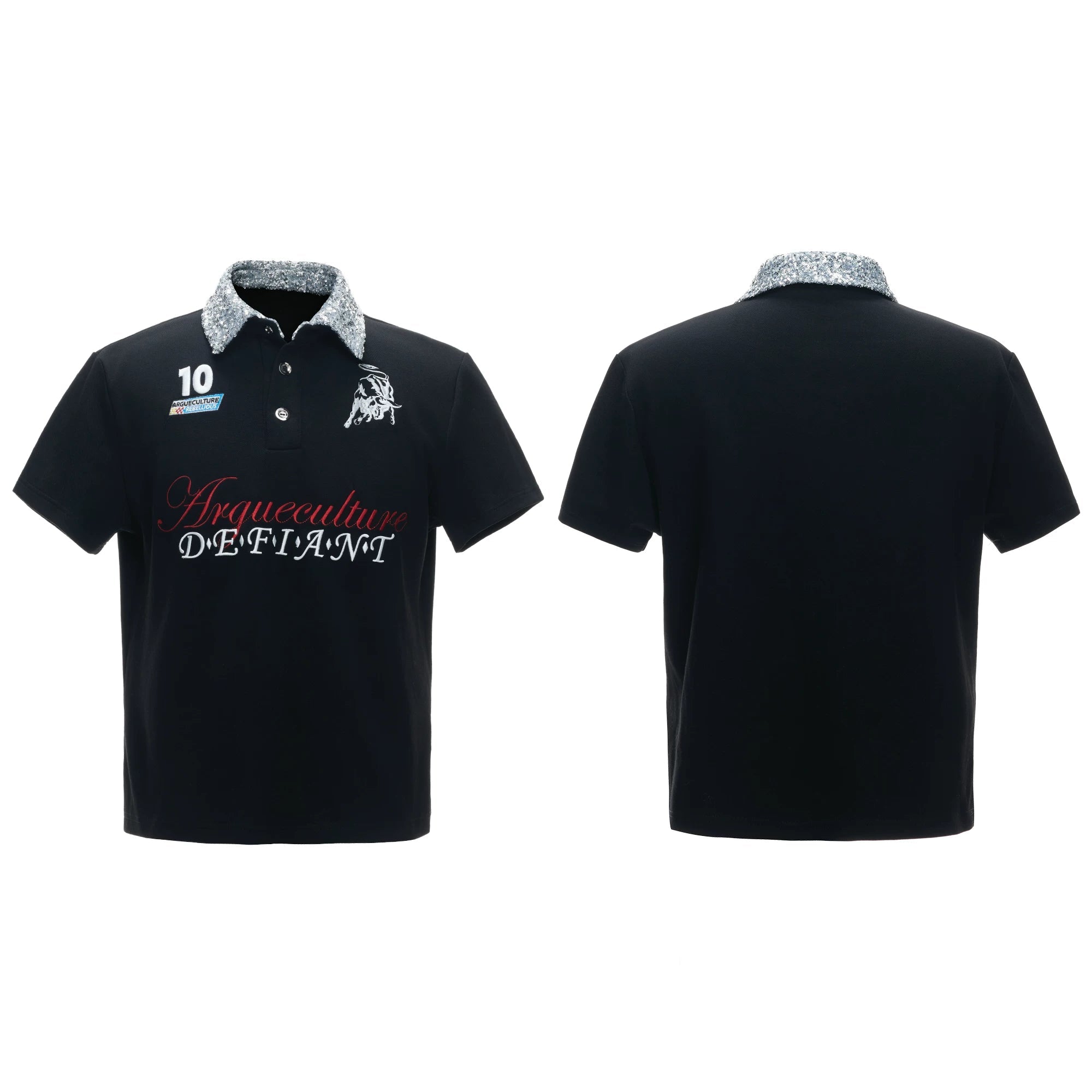 Contrast Sequin Polo Tee