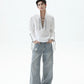 【25s Sep.】Deep V-neck Solid Color Tie-string Shirt