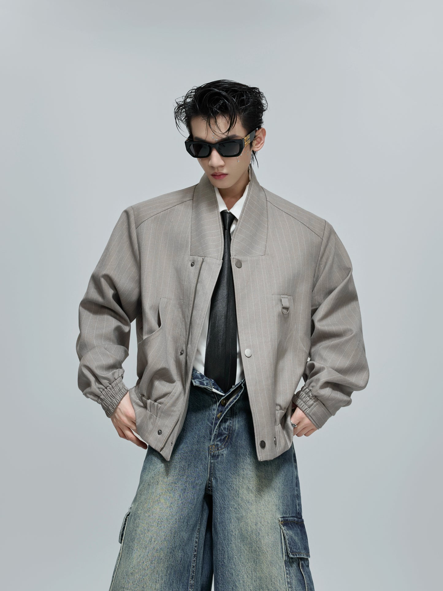 【25s Nov.】Stand-up Collar Zip-up Button Jacket