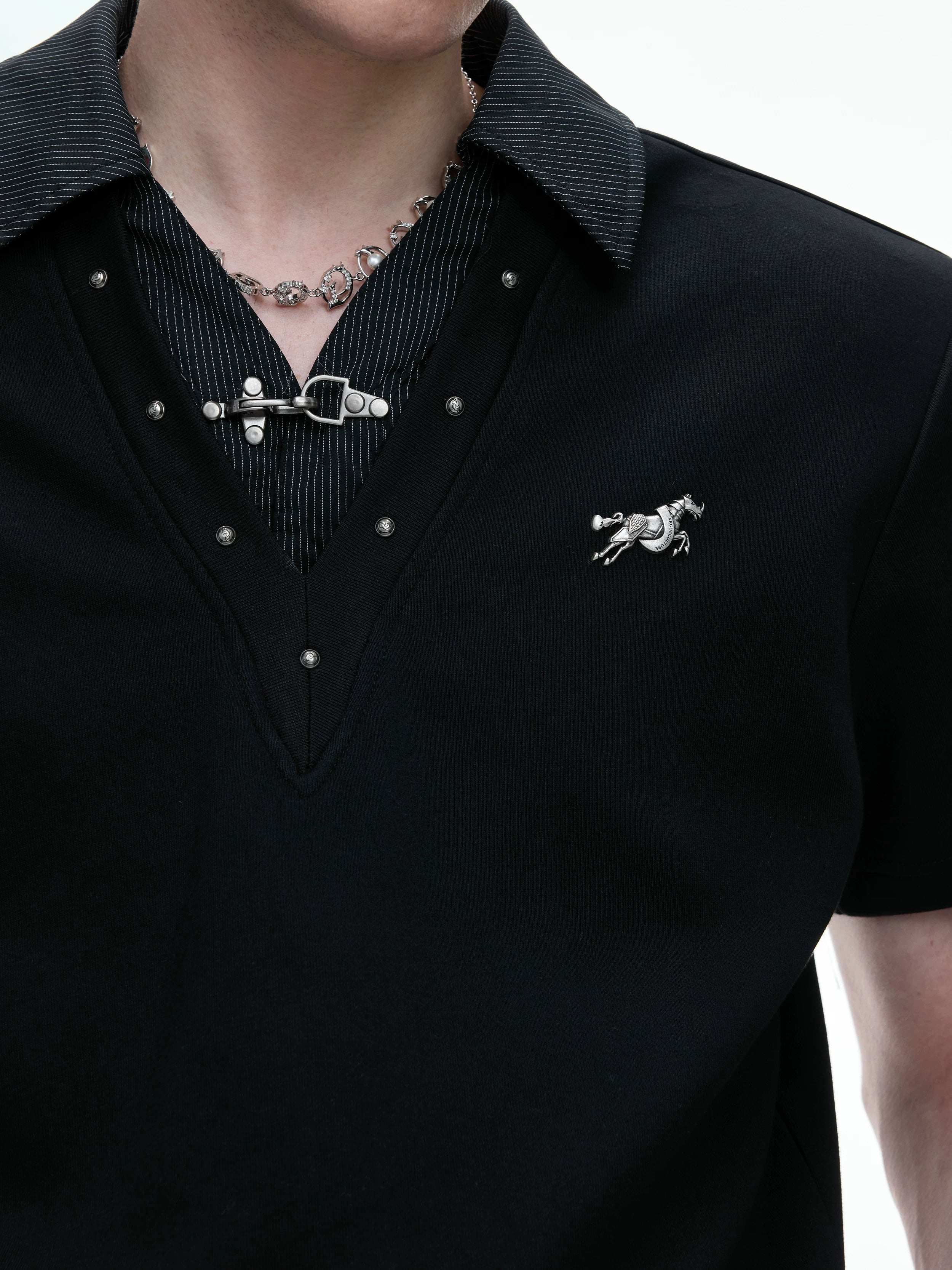 Layered Studded Polo Tee
