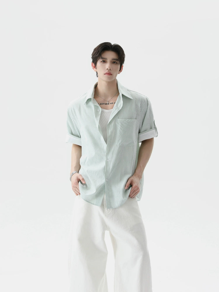 【25s Aug.】Summer Simple Design Striped Shirt