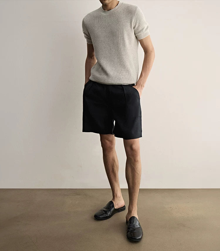 Relaxed Linen Straight Shorts