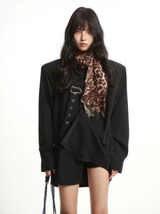 【25s Aug.】Loose Lapel Metal-Button Padded Shoulder Shirt