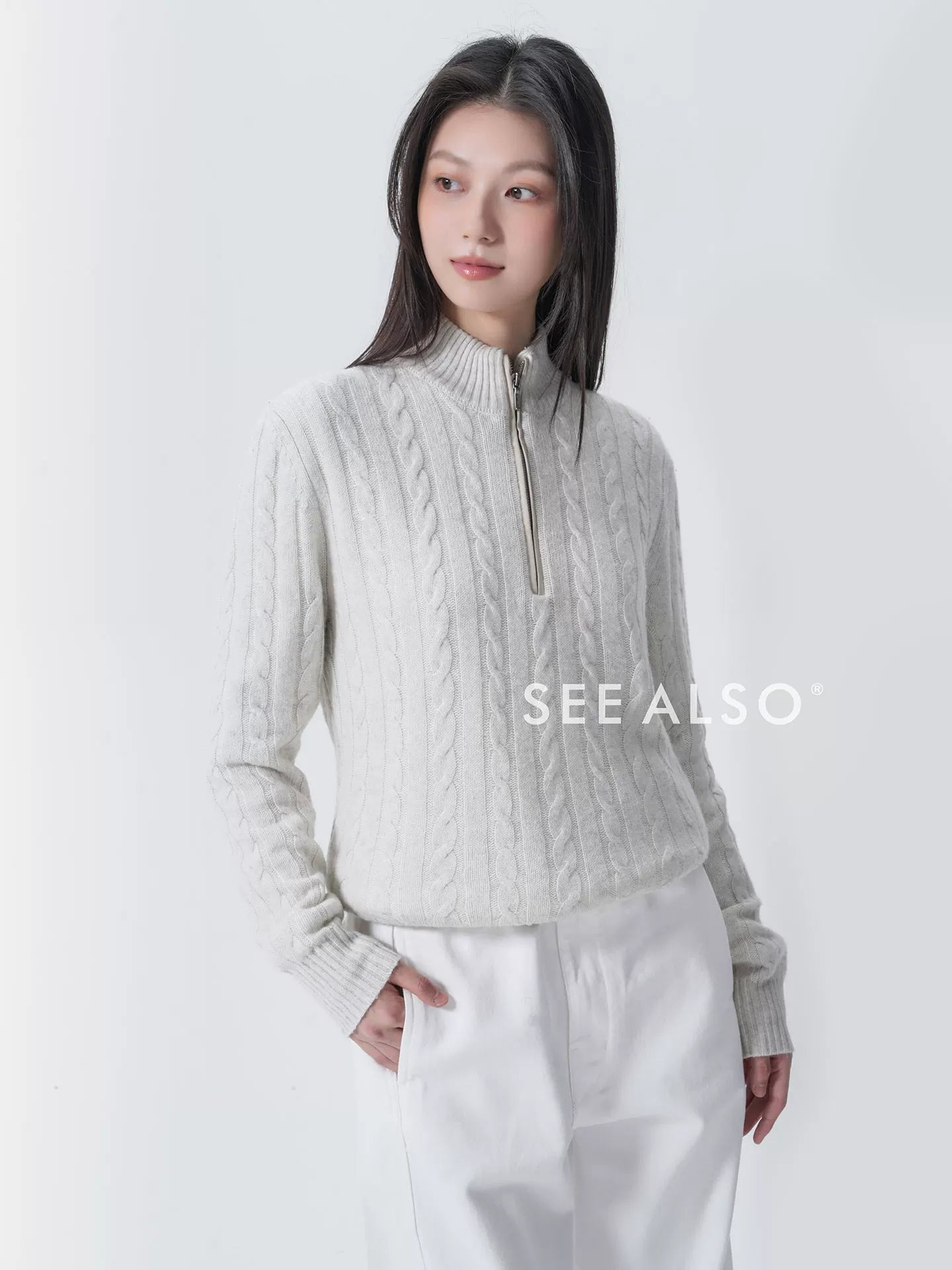 Cable Knit Half-Zip Sweater