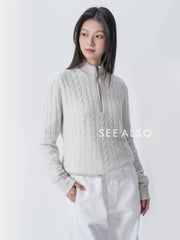 Cable Knit Half-Zip Sweater