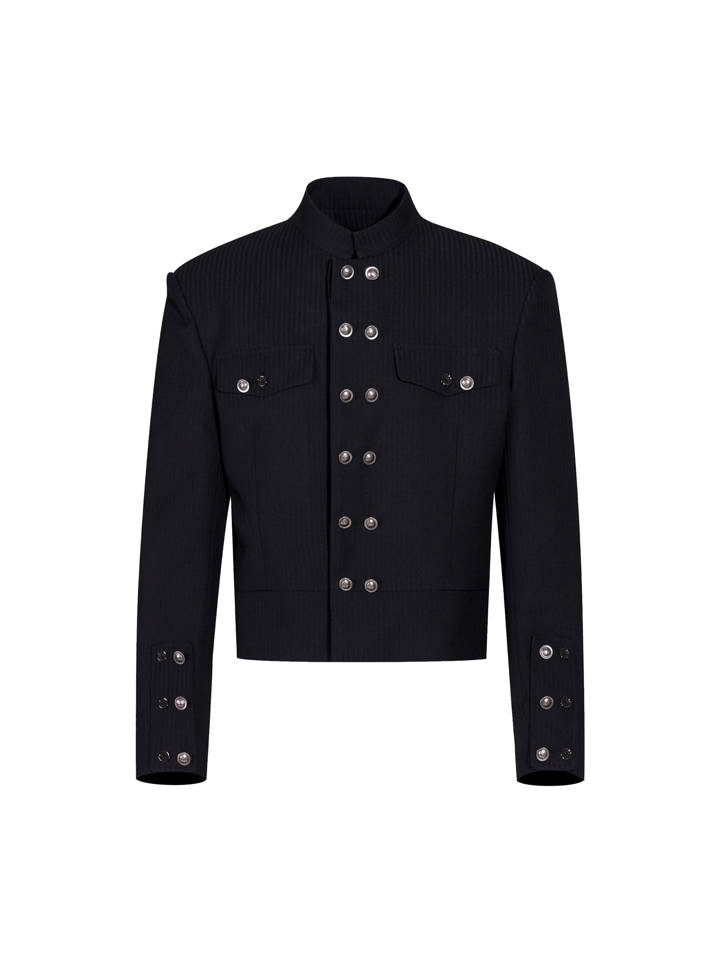 【25s Nov.】Vertical Striped Double-breasted Stand-up Collar Jacket / Pants