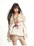 【25s Sep.】Vintage Off-the-shoulder Fur Collar Sweatshirt