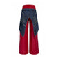 【25s Oct.】Denim Patchwork Red Leather Jacket/Double Waist Leather Pants