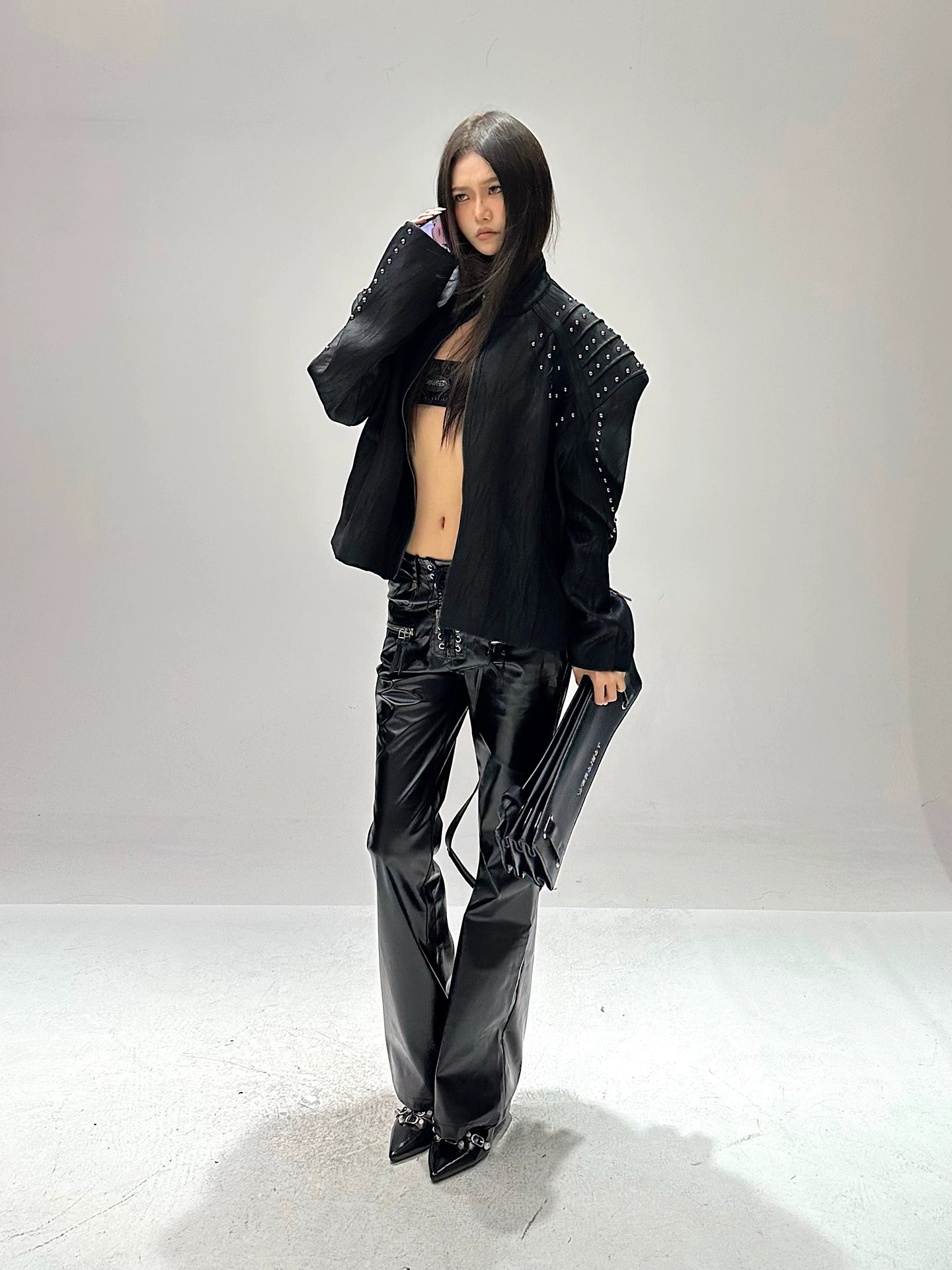 【25s Sep.】Studded Armor Oversized Stand Collar Jacket