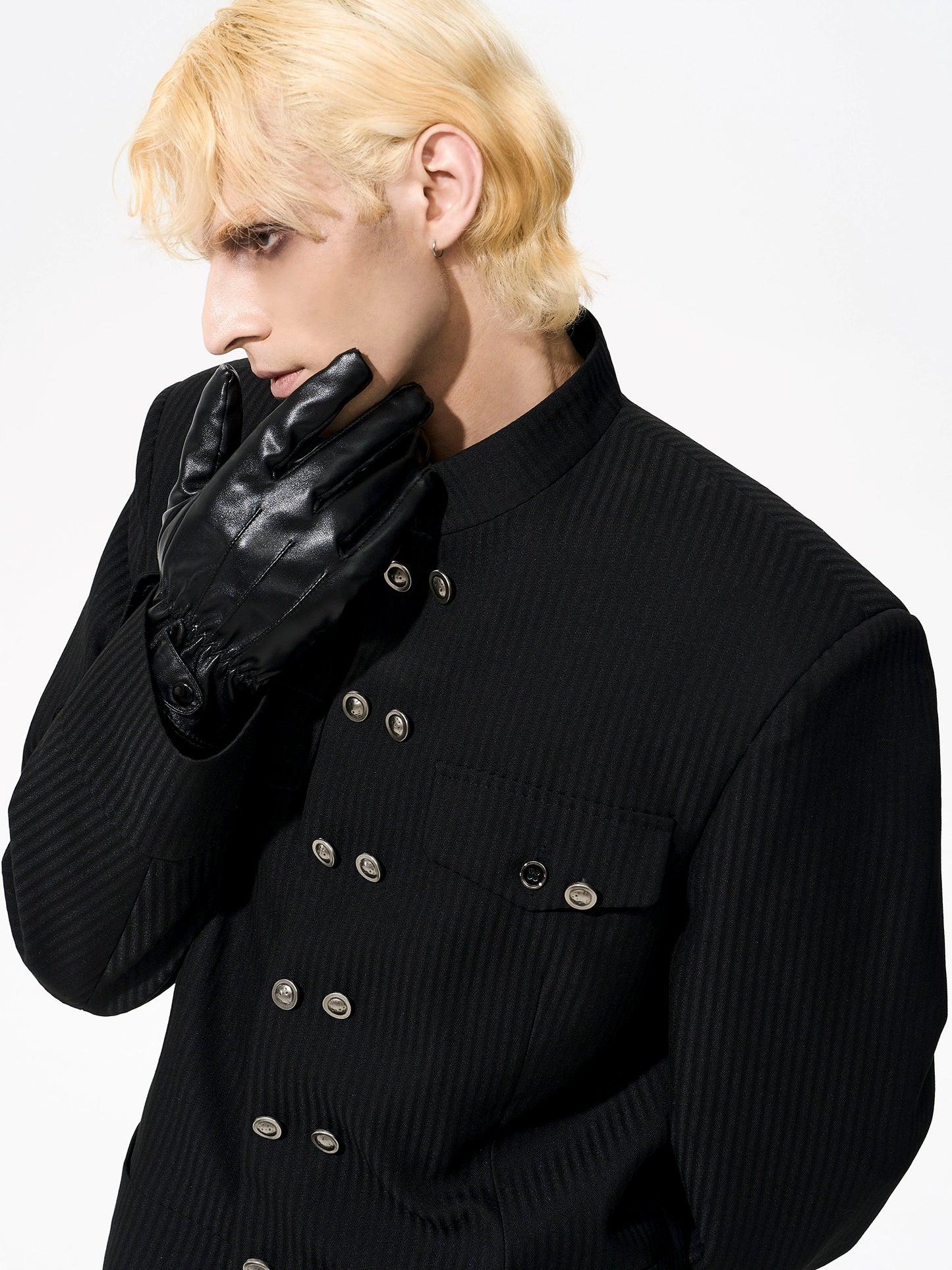 【25s Nov.】Vertical Striped Double-breasted Stand-up Collar Jacket / Pants