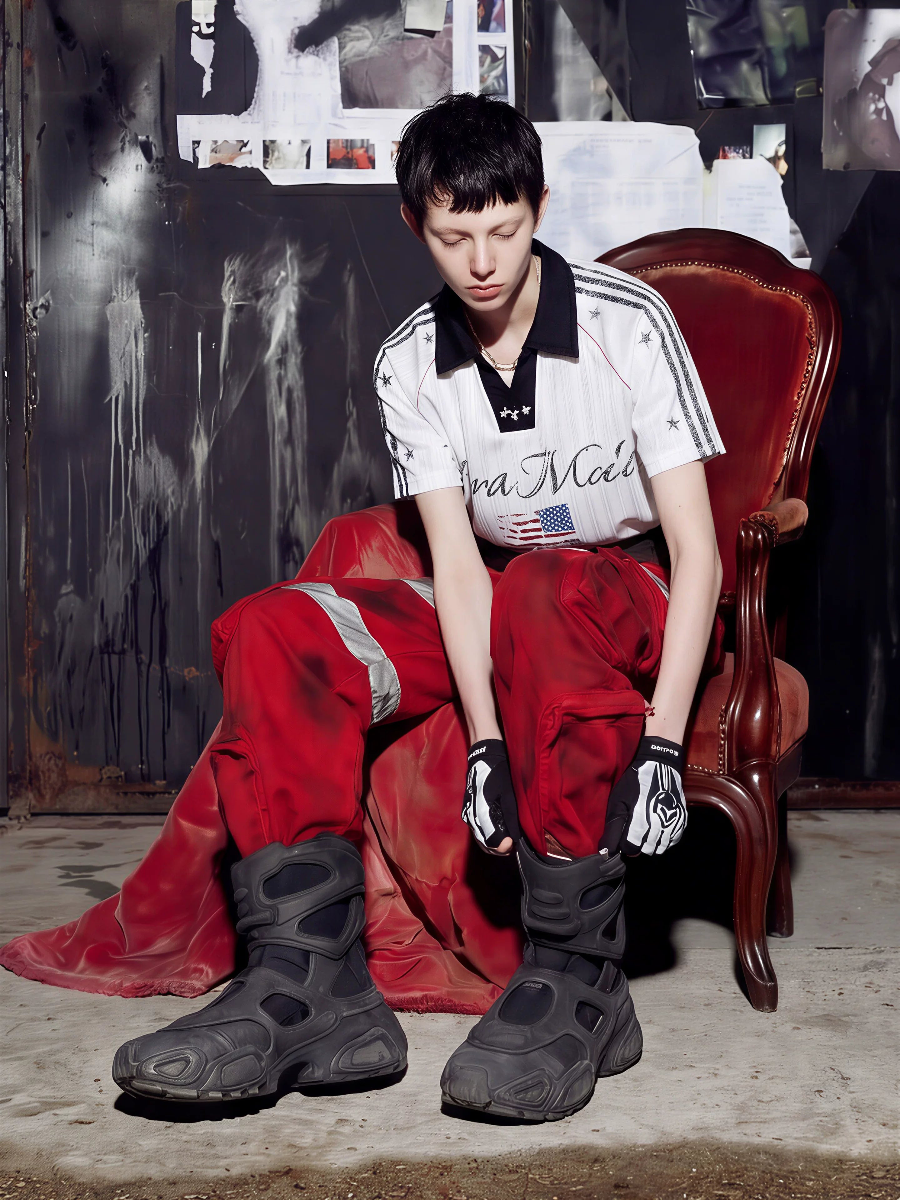 Black White Contrast Football Jersey Tee