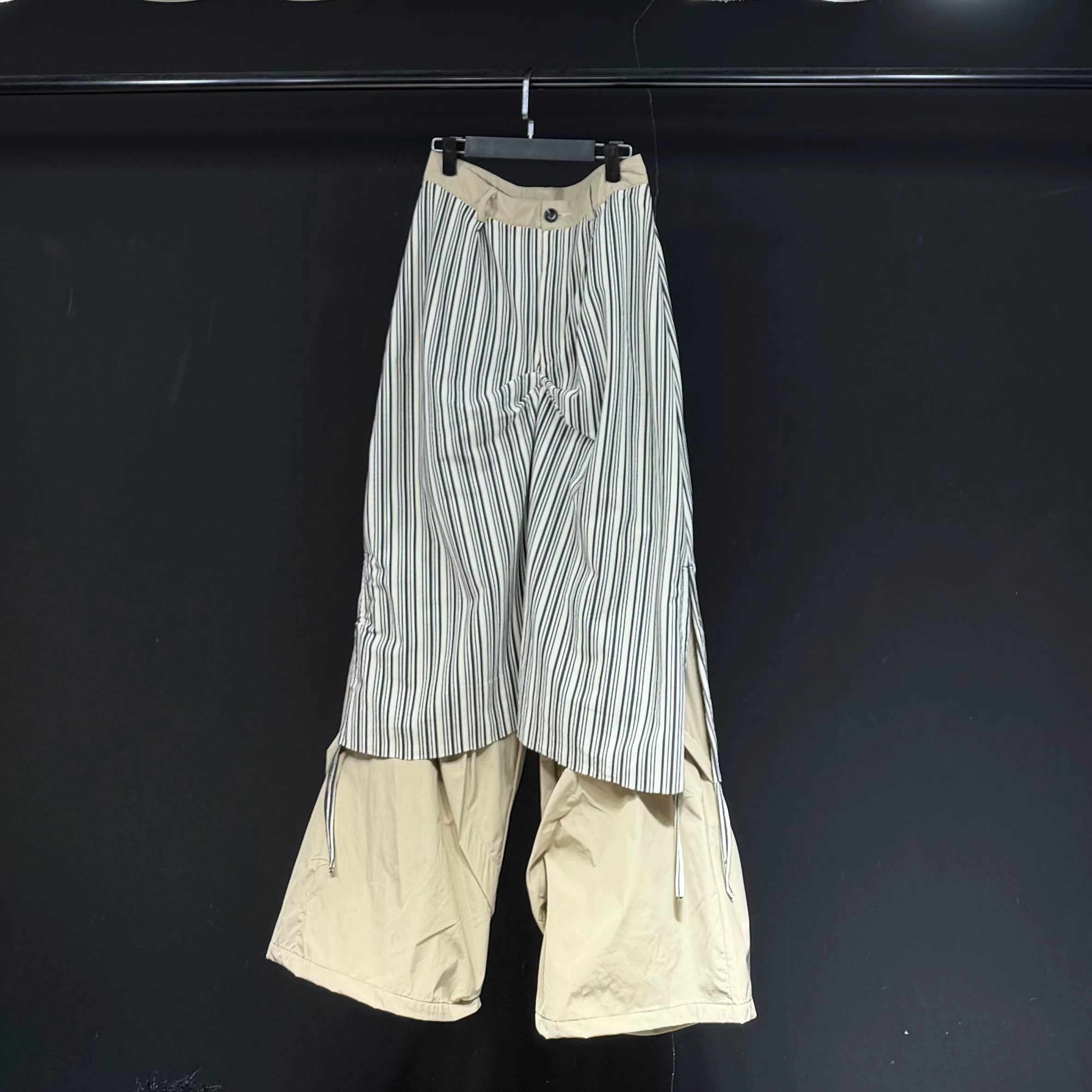 New Stripe Relaxed Pleated Flared Pants