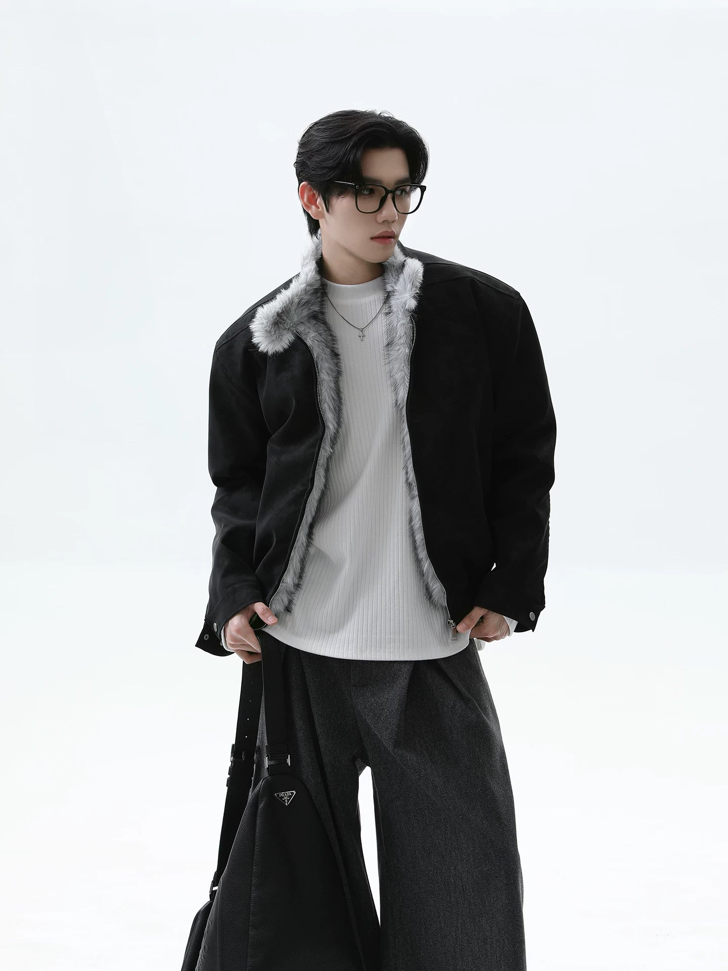 【26s Jan.】Eagle-Embroidered Harrington Padded Fur-Collar Jacket