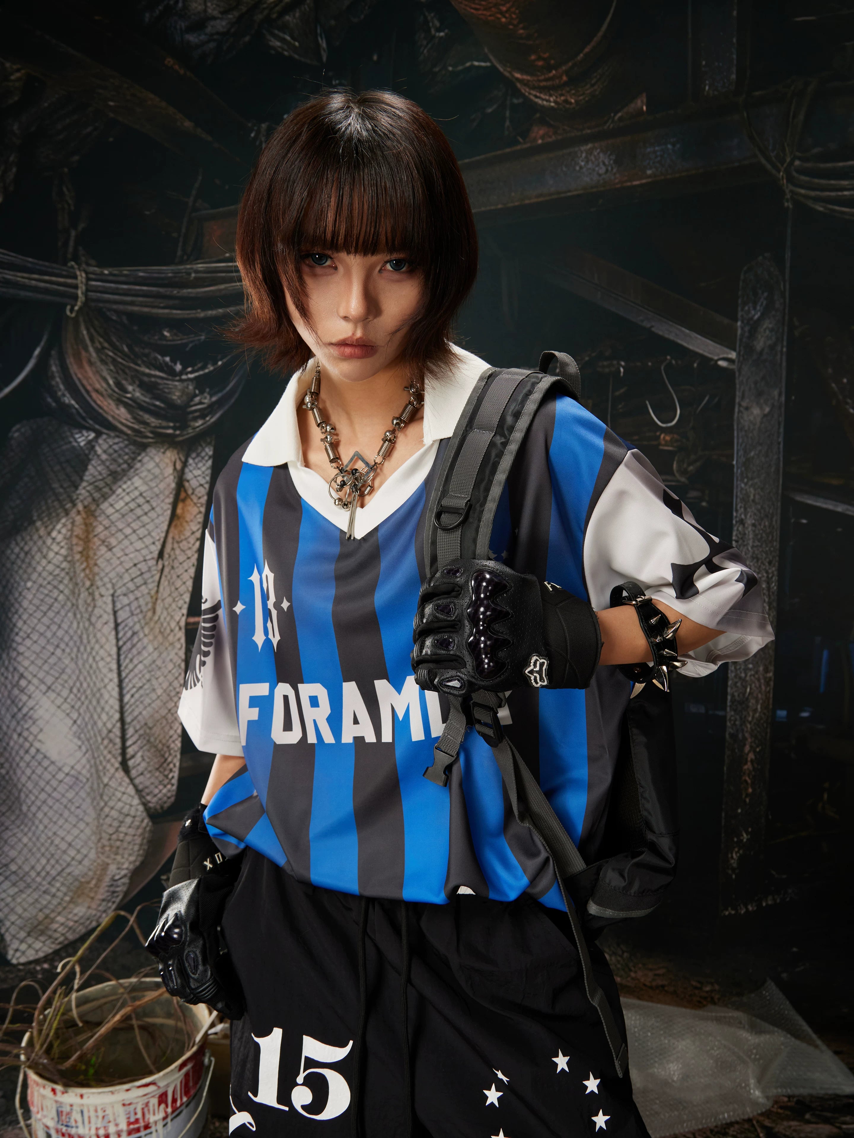 Blue Black Stripe Jersey Tee